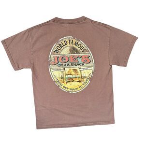 VNTG Joes Crab Shack Tee Shirt Size Medium Brown 100% Cotton Beach Surfer Mens